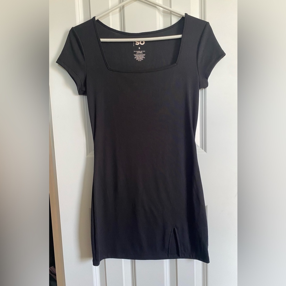 SO Black Short Sleeve Bodycon Mini Dress